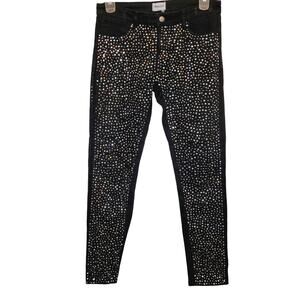 American Retro womens black rhinestone covered skinny jeans size 29